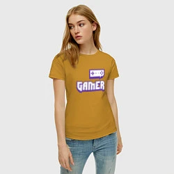 Футболка хлопковая женская Twitch Gamer, цвет: горчичный — фото 2