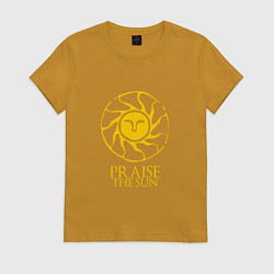 Футболка хлопковая женская Praise The Sun, цвет: горчичный