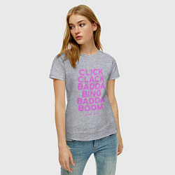Футболка хлопковая женская Click Clack Black Pink, цвет: меланж — фото 2