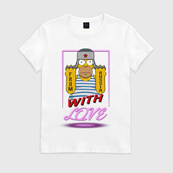 Футболка хлопковая женская Homer with love, цвет: белый