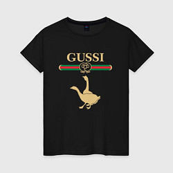 Футболка хлопковая женская GUSSI Fashion, цвет: черный