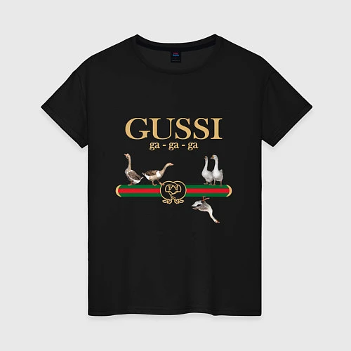 Женская футболка GUSSI Village Version / Черный – фото 1