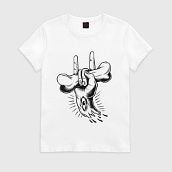 Футболка хлопковая женская Bones Rock, цвет: белый