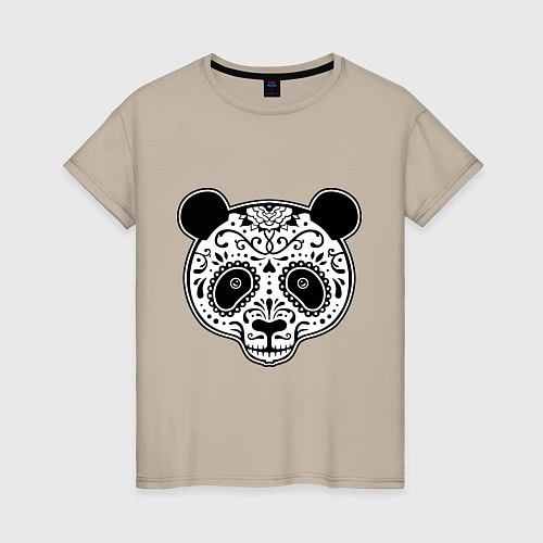 Женская футболка Панда c узорами / Миндальный – фото 1
