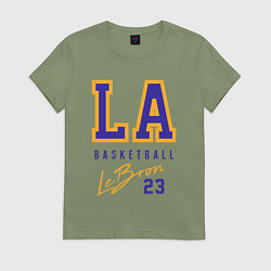Футболка хлопковая женская Lebron 23: Los Angeles, цвет: авокадо