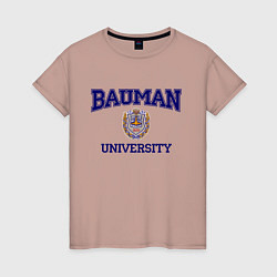 Футболка хлопковая женская BAUMAN University, цвет: пыльно-розовый