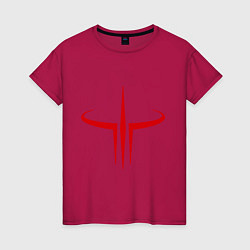 Футболка хлопковая женская Quake logo, цвет: маджента