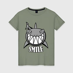 Футболка хлопковая женская Shark Smile, цвет: авокадо