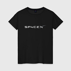 Футболка хлопковая женская SpaceX, цвет: черный