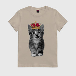 Футболка хлопковая женская Meow kitten, цвет: миндальный