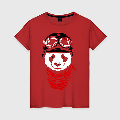Женская футболка Панда байкер / Красный – фото 1