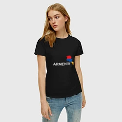 Футболка хлопковая женская Армения, цвет: черный — фото 2