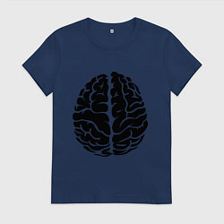 Футболка хлопковая женская Он: мозг, цвет: тёмно-синий