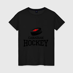 Футболка хлопковая женская Canadian hockey, цвет: черный