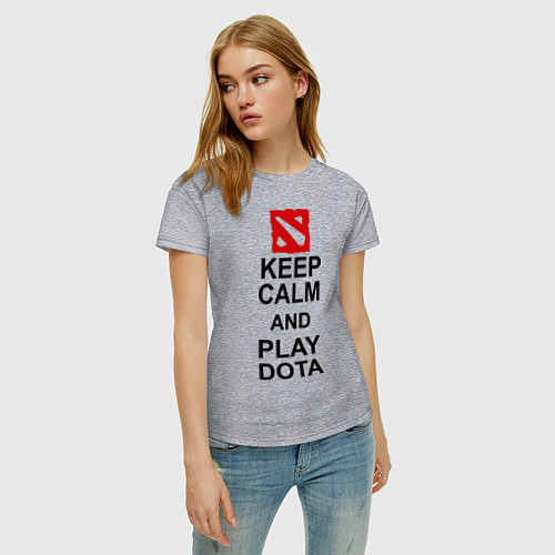 Женская футболка Keep Calm & Play Dota / Меланж – фото 3