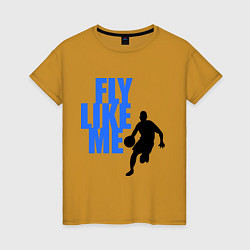 Футболка хлопковая женская Fly like me, цвет: горчичный
