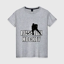 Футболка хлопковая женская Russian hockey, цвет: меланж