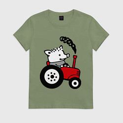 Футболка хлопковая женская Поросенок Петр, цвет: авокадо