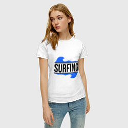 Футболка хлопковая женская Surfing, цвет: белый — фото 2