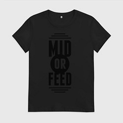 Футболка хлопковая женская Mid or feed, цвет: черный