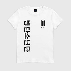 Футболка хлопковая женская BTS Korea, цвет: белый