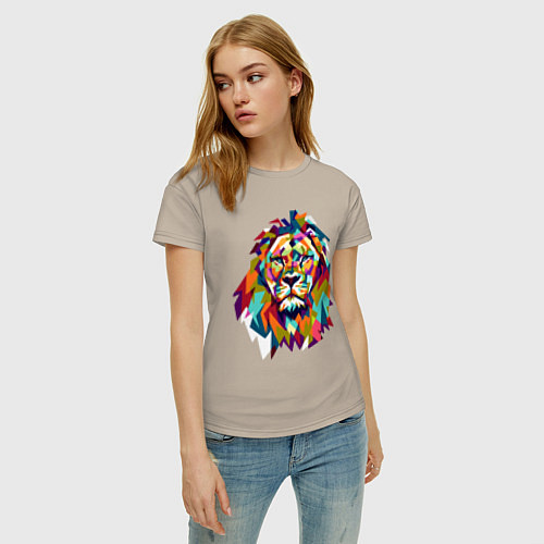 Женская футболка Lion Art / Миндальный – фото 3