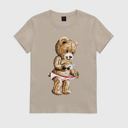 Футболка хлопковая женская Nasty Bear, цвет: миндальный
