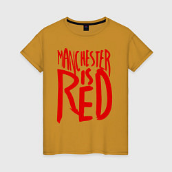 Футболка хлопковая женская Manchester is Red, цвет: горчичный