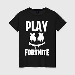 Футболка хлопковая женская Marshmello: Play Fortnite, цвет: черный