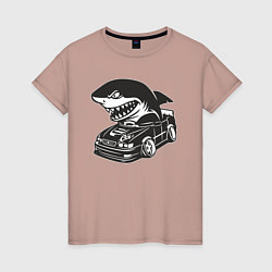 Футболка хлопковая женская Акула на Тойоте, цвет: пыльно-розовый