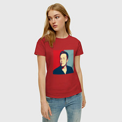 Футболка хлопковая женская Elon Musk: Portrait, цвет: красный — фото 2