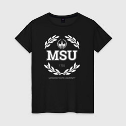 Футболка хлопковая женская MSU, цвет: черный