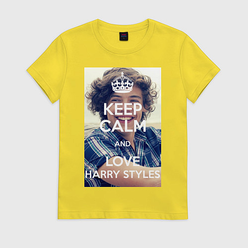 Женская футболка Keep Calm & Love Harry Styles / Желтый – фото 1