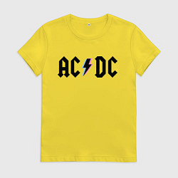 Футболка хлопковая женская AC/DC, цвет: желтый