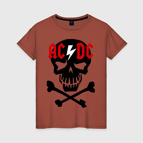 Женская футболка AC/DC Skull / Кирпичный – фото 1