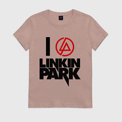 Футболка хлопковая женская I love Linkin Park, цвет: пыльно-розовый