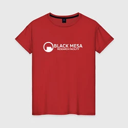 Футболка хлопковая женская Black Mesa: Research Facility, цвет: красный