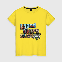 Футболка хлопковая женская GTA 5 Stories, цвет: желтый