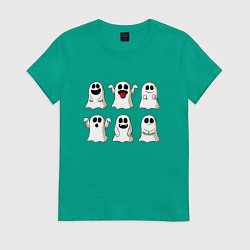 Футболка хлопковая женская Funny ghosts - halloween, цвет: зеленый