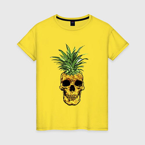 Женская футболка Череп-ананас - лето / Желтый – фото 1