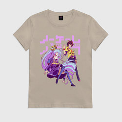Футболка хлопковая женская No Game No Life, цвет: миндальный