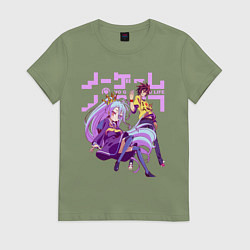 Футболка хлопковая женская No Game No Life, цвет: авокадо