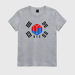 Футболка хлопковая женская BTS KOREA, цвет: меланж