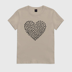 Футболка хлопковая женская Собаковое сердце, цвет: миндальный