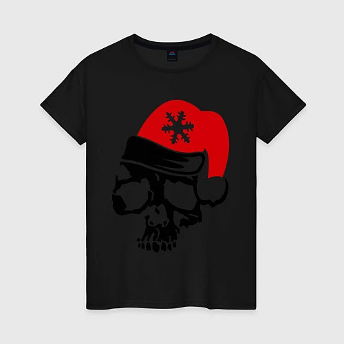 Женская футболка Череп в шапочке / Черный – фото 1