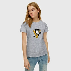 Футболка хлопковая женская Pittsburgh Penguins: Evgeni Malkin, цвет: меланж — фото 2