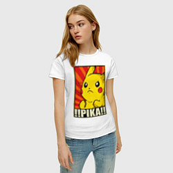 Футболка хлопковая женская Pikachu: Pika Pika, цвет: белый — фото 2