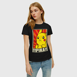 Футболка хлопковая женская Pikachu: Pika Pika, цвет: черный — фото 2