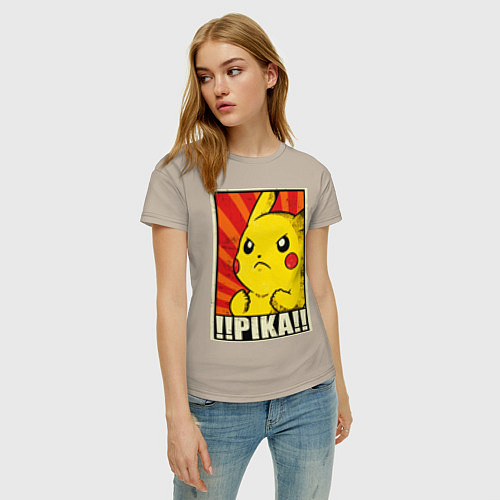 Женская футболка Pikachu: Pika Pika / Миндальный – фото 3
