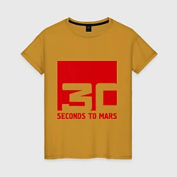 Футболка хлопковая женская 30 seconds to mars, цвет: горчичный